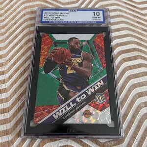 Lebron James 2019 Panini Mosaic “Will to Win” Green Prizm NBA Trading Card